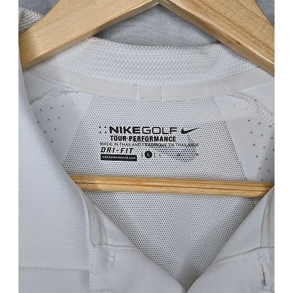 Nike Golf Tour Performance Dri Fit Polo Shirt, Men's Sz Lg, White W/ Stripes - Picture 7 of 9